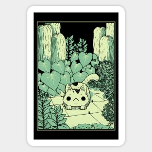 (Greeting Card) Speckled Cat in Garden Sticker